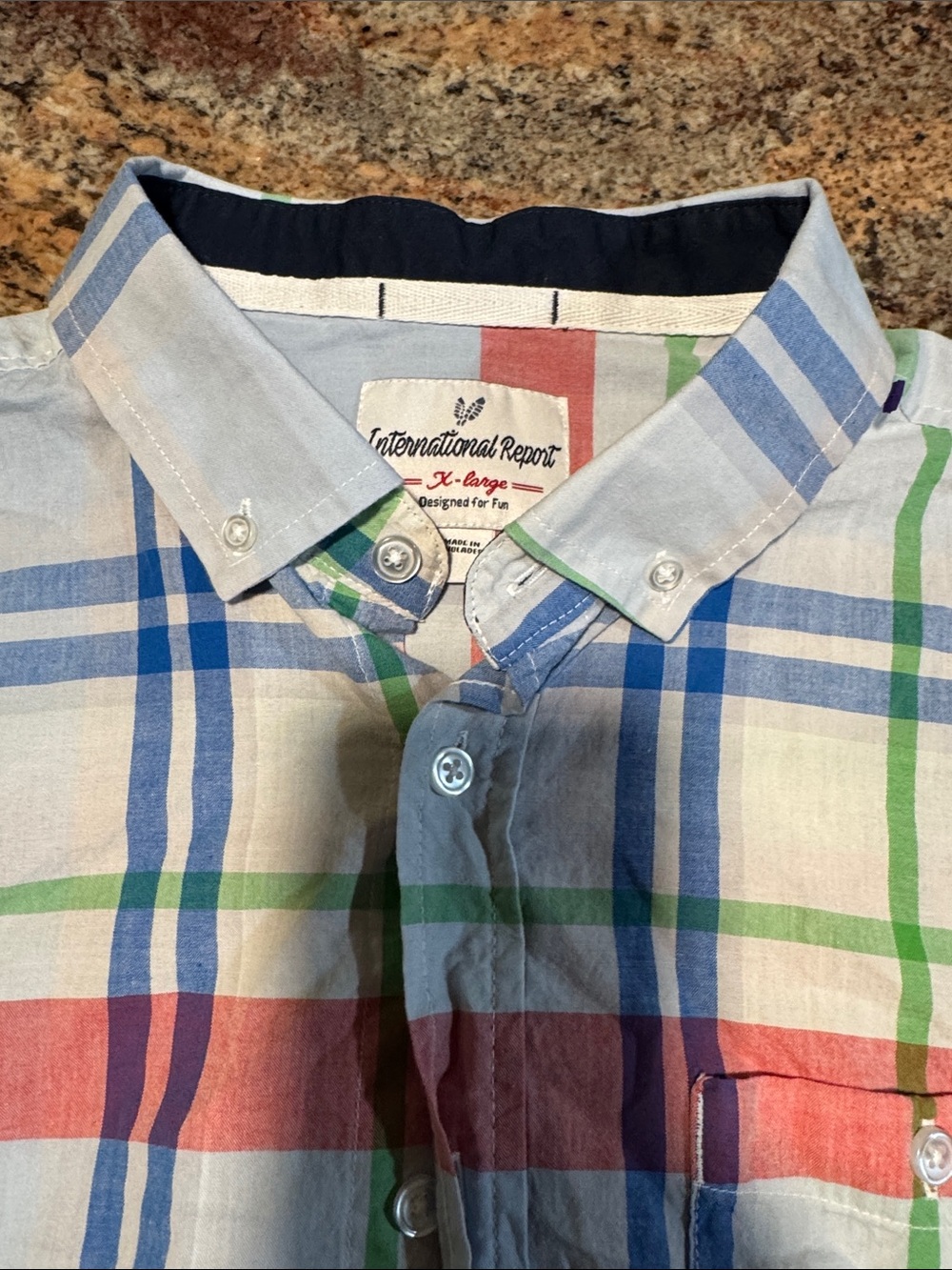 International Report Men's Multicolor Plaid Button-Down Shirt - Blue/Green/Red